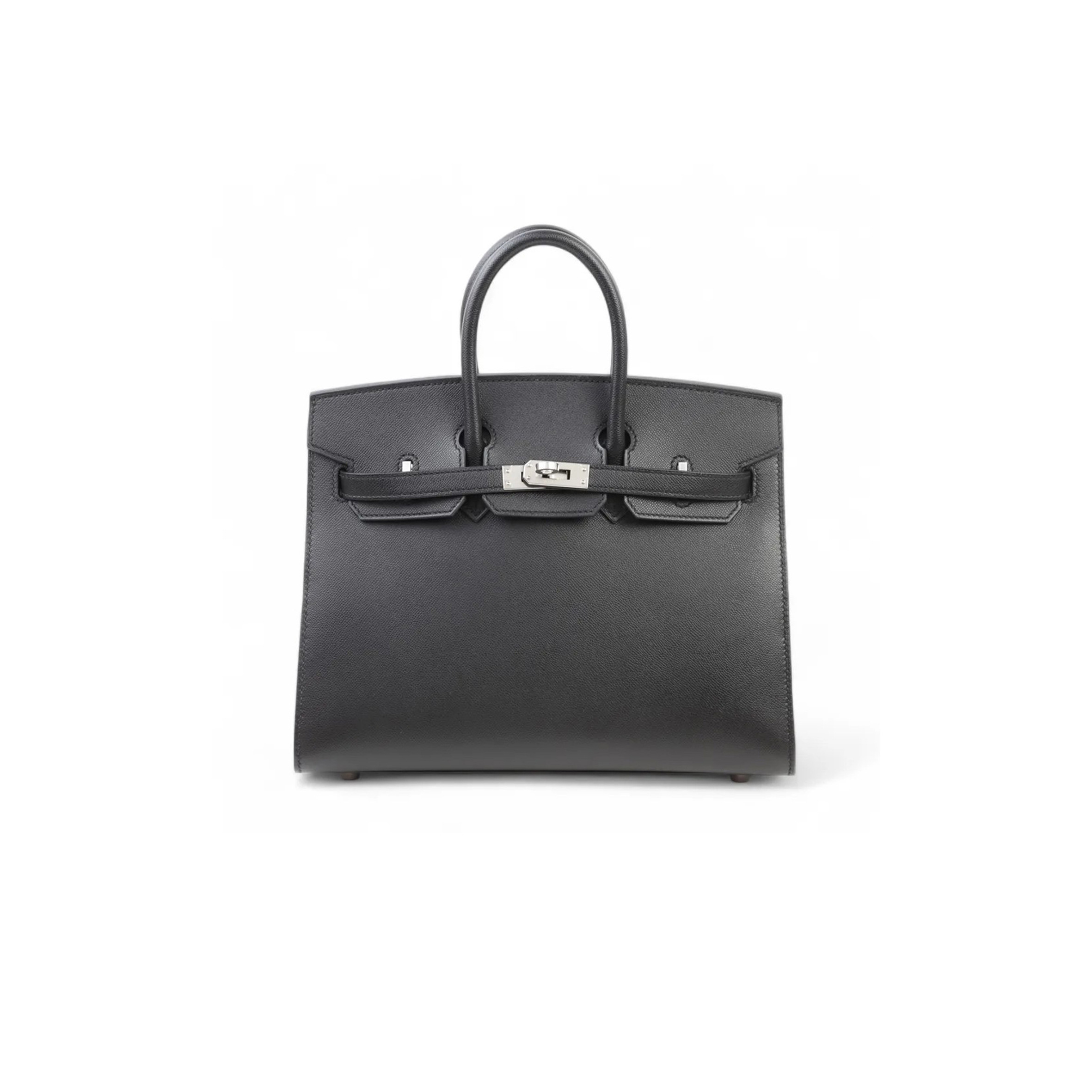 H**mes master birkin 25 black leather silver buckle 4341856341 (25*20*13cm)